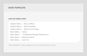 Menu Item Specific Templates