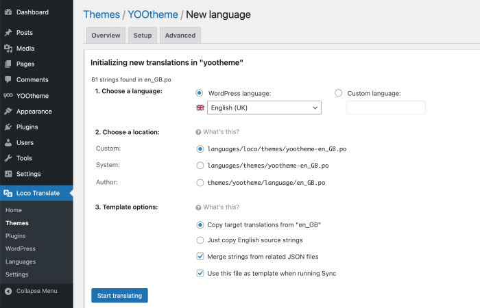 Override language strings