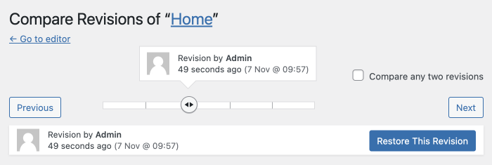 WordPress revisions