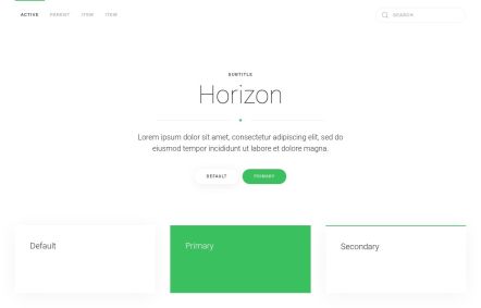 Horizon WordPress theme UI Elements in White Green Style