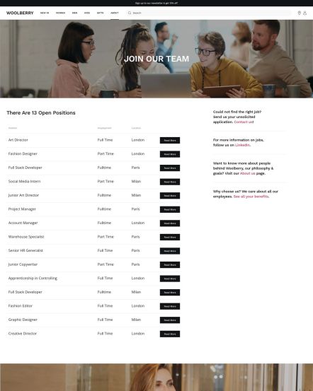 Woolberry Joomla template Open Positions Layout