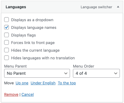 Language switcher Polylang