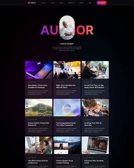 Circle WordPress theme Author Index Layout