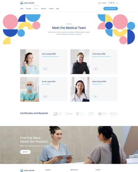 Union Dental WordPress theme Doctors Layout