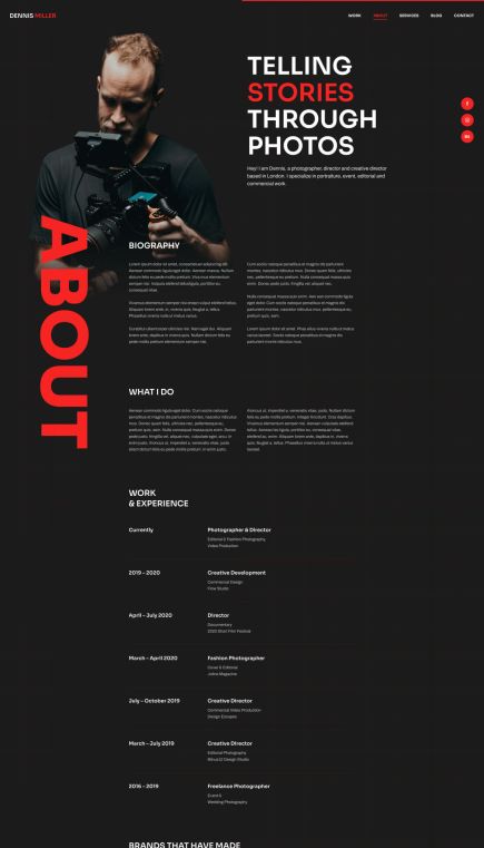 Dennis Miller WordPress Theme About Layout