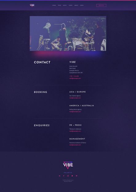 Vibe WordPress theme Contact Layout