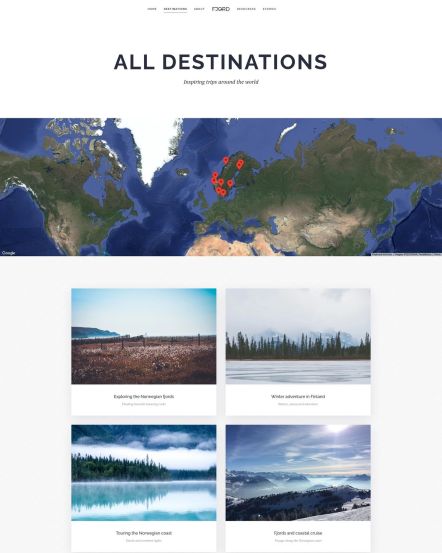 Fjord WordPress theme Destination Index Layout