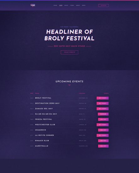 Vibe WordPress theme Tour Schedule Layout