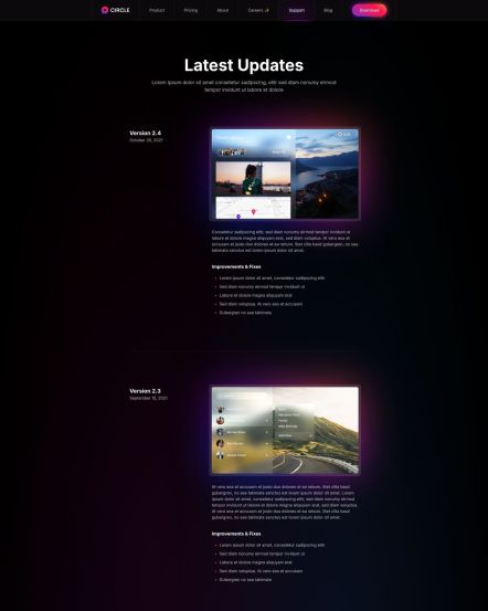 Circle WordPress theme Updates Layout