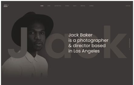 Jack Baker WordPress theme Home Page in White Brown Style