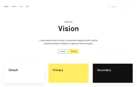 Vision WordPress theme UI Elements in White Yellow Style