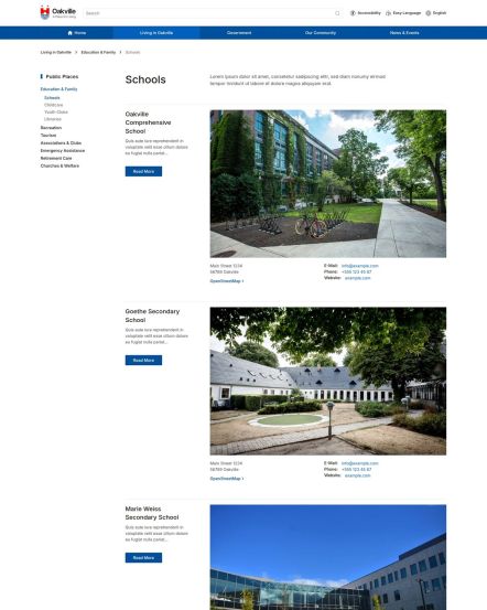 Oakville Joomla template Place Subcategory Layout