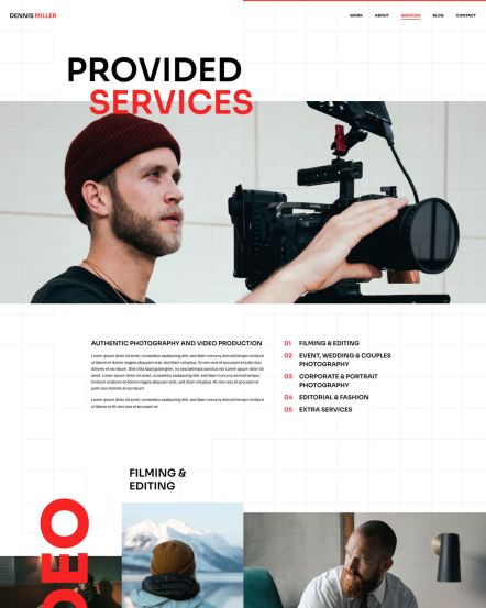 Dennis Miller WordPress theme Services Layout