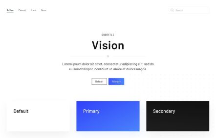 Vision WordPress theme UI Elements in White Blue Style