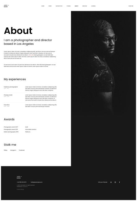 Jack Baker Joomla template About Layout