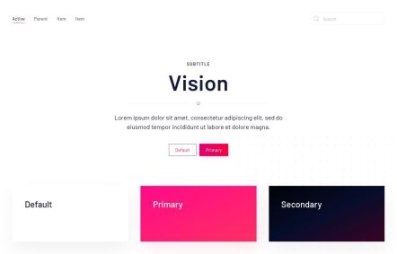 Vision WordPress theme UI Elements in White Pink Style