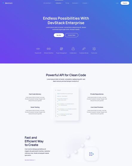 DevStack Joomla template Landing Page Layout