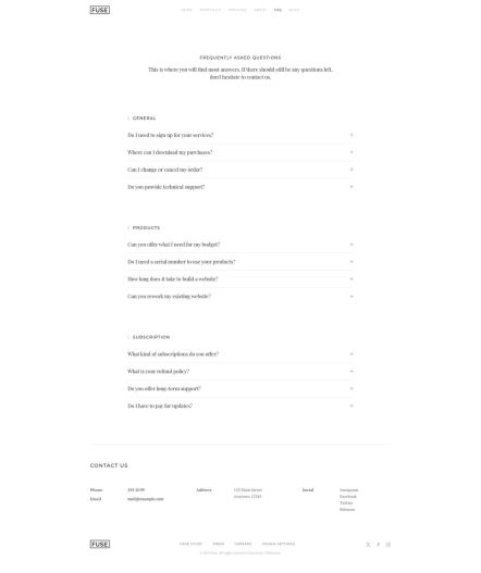 Fuse Joomla template FAQ Layout