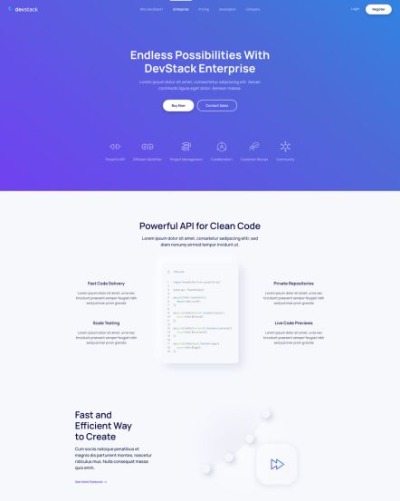 DevStack Joomla template Landing Page Layout
