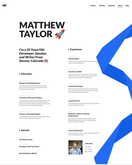 Matthew Taylor Joomla template CV Layout