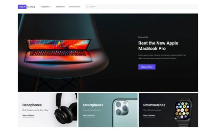 Tech Space WooCommerce theme Home Page in Default Style