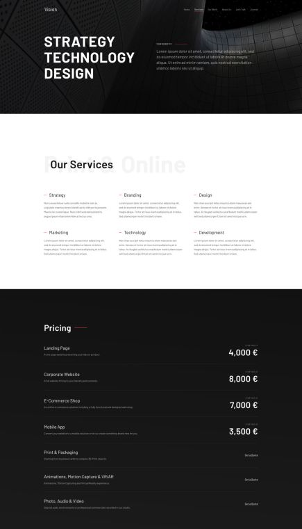 Vision Joomla Template Services Layout