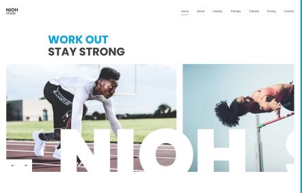 Nioh Studio WordPress theme Home Page in White Blue Style