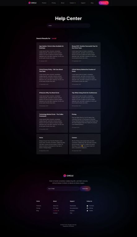Circle WordPress theme Search Layout