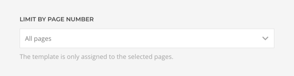 Limit template assignment by page number