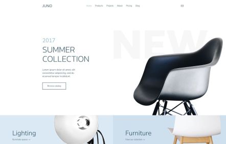 Juno Joomla template Home Page in White Blue Style