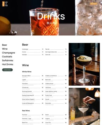Dish Category Drinks Layout