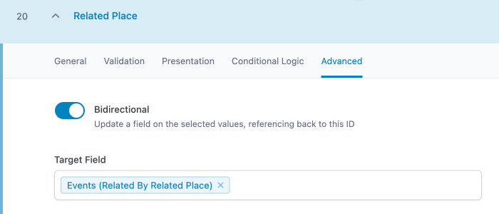 Enable bidirectional in ACF