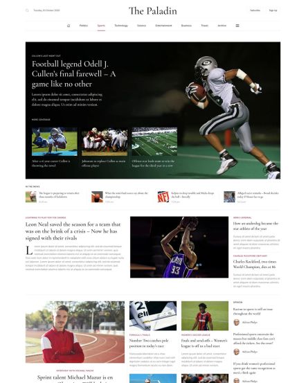 Paladin WordPress theme Sports Layout