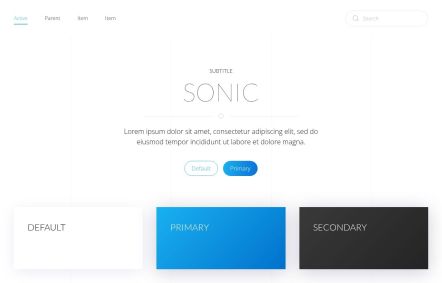 Sonic WordPress theme UI Elements in White Blue Style