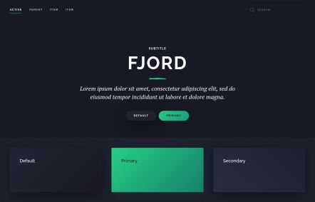 Fjord WordPress theme UI Elements in Dark Green Style