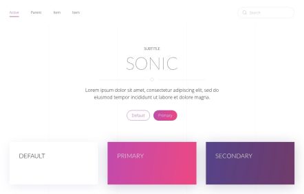 Sonic WordPress theme UI Elements in White Pink Style