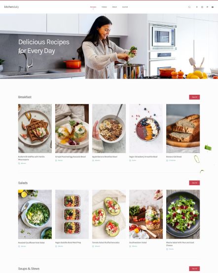 Kitchen Daily WordPress theme Recipe Categories Layout