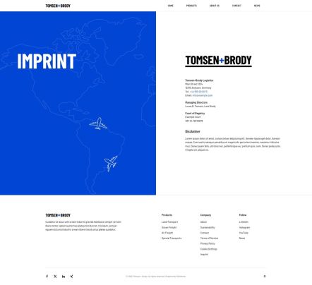 Tomsen Brody Joomla template Imprint Layout