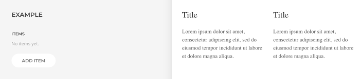 Content items with placeholder