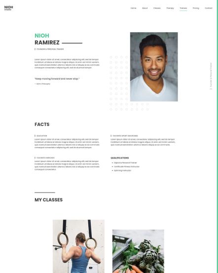 Nioh Studio WordPress theme Trainer Post Layout