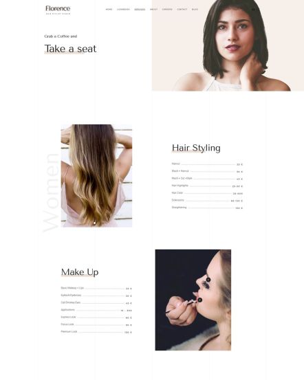Florence WordPress theme Price List Layout