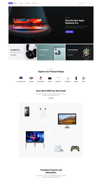 Tech Space WooCommerce Theme Home Layout