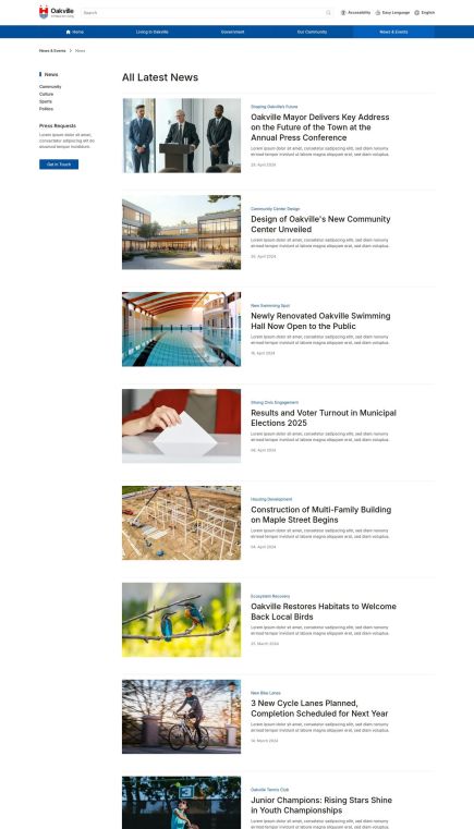 Oakville WordPress Theme Index Layout