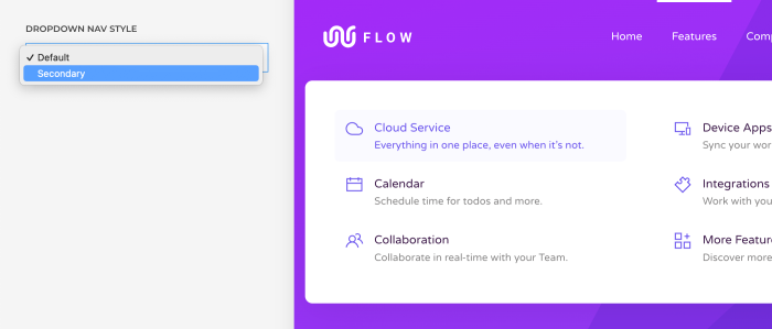 Dropdown nav style