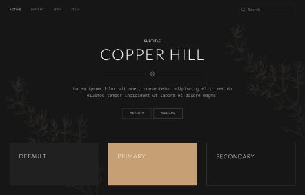 Copper Hill WordPress theme UI Elements in Black Beige Style