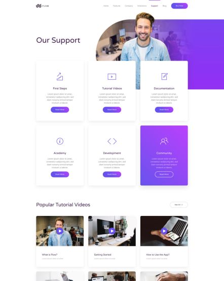 Flow Joomla template Support Layout