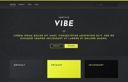Vibe WordPress theme UI Elements in Dark Yellow Style