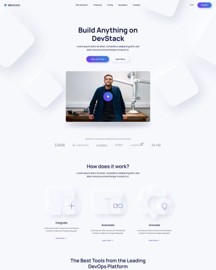 DevStack Joomla template Home Layout