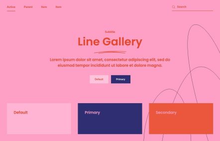 Line Gallery WordPress theme UI Elements in Colored Blue Style