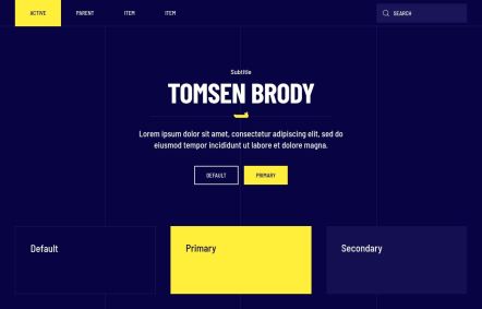 Tomsen Brody Joomla template UI Elements in Dark Yellow Style